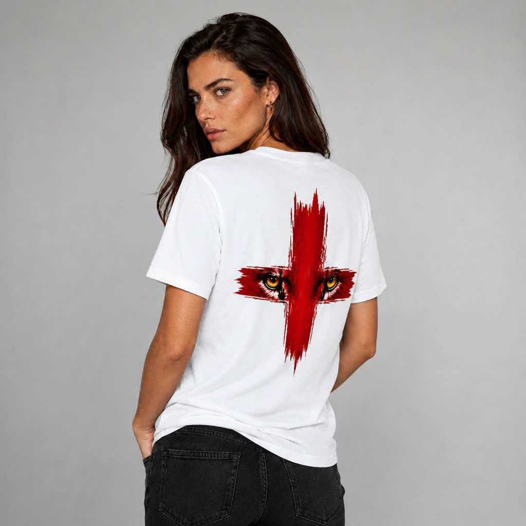 Organic Cotton T-Shirt - Albion Lion Eyes/White