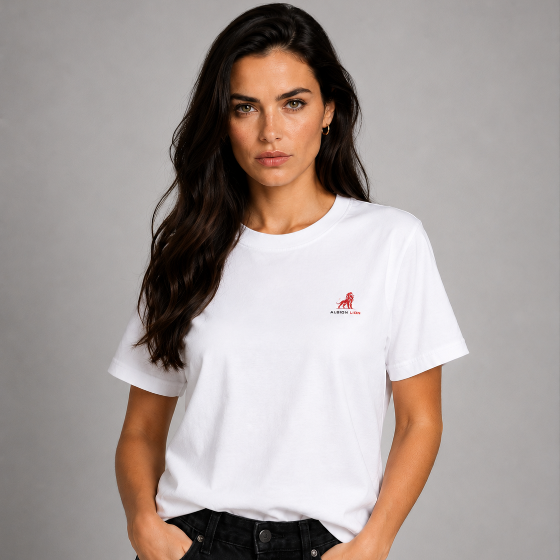 Organic Cotton T-Shirt - Albion Lion Eyes/White