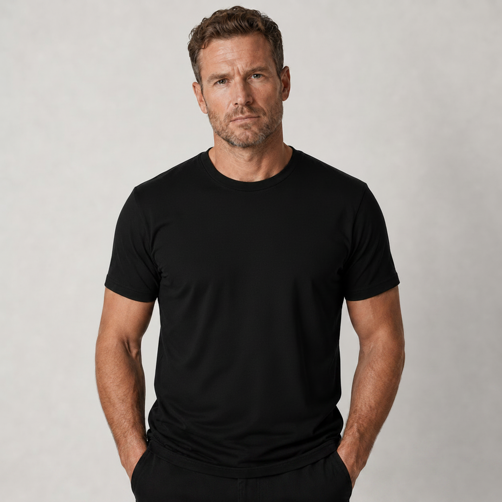 Model Plain Black T-Shirt 1:1